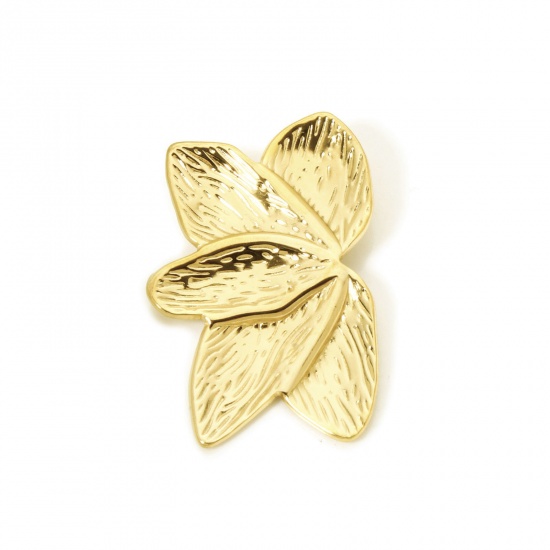 Immagine di 1 Pz Placcatura Sottovuoto PVD Ecologica 304 Acciaio Inossidabile Collezione Flora Ciondoli Pendenti Foglia 18K Vero Oro Placcato 4.4cm x 2.9cm
