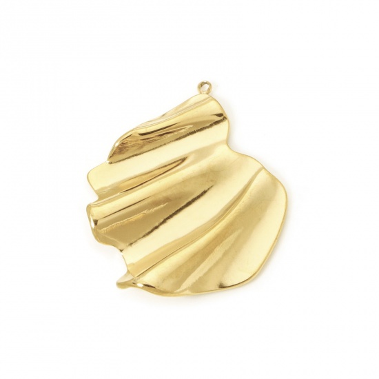 Immagine di 1 Pz Placcatura Sottovuoto PVD Ecologica 304 Acciaio Inossidabile Collezione Flora Ciondoli Pendenti Foglia 18K Vero Oro Placcato 3.7cm x 3cm