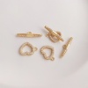 Picture of 1 Set Eco-friendly Brass Toggle Clasps Heart 14K Real Gold Plated Micro Pave Clear Cubic Zirconia 20.7mm x 12mm