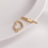 Picture of 1 Set Eco-friendly Brass Toggle Clasps Heart 14K Real Gold Plated Micro Pave Clear Cubic Zirconia 20.7mm x 12mm