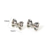 Picture of 2 PCs Eco-friendly Brass Ear Post Stud Earrings Real Platinum Plated Bowknot With Loop Multicolour Cubic Zirconia 15mm x 10mm