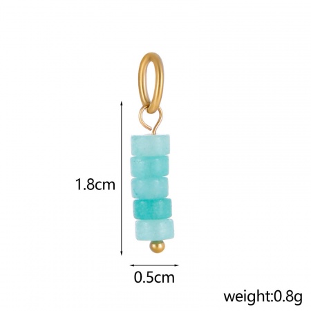 Picture of Eco-friendly PVD Vacuum Plating 304 Stainless Steel & Gemstone Charms 14K Gold Plated Cylinder 22cm x 4cm