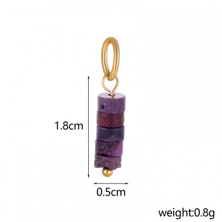 Picture of Eco-friendly PVD Vacuum Plating 304 Stainless Steel & Gemstone Charms 14K Gold Plated Cylinder 22cm x 4cm