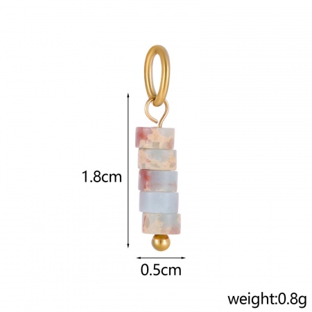 Picture of Eco-friendly PVD Vacuum Plating 304 Stainless Steel & Gemstone Charms 14K Gold Plated Cylinder 22cm x 4cm