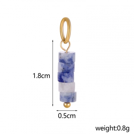 Picture of Eco-friendly PVD Vacuum Plating 304 Stainless Steel & Gemstone Charms 14K Gold Plated Cylinder 22cm x 4cm