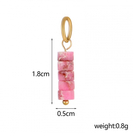 Picture of Eco-friendly PVD Vacuum Plating 304 Stainless Steel & Gemstone Charms 14K Gold Plated Cylinder 22cm x 4cm