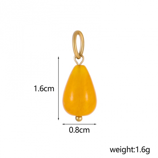 Immagine di 2 Pz Placcatura Sottovuoto PVD Ecologica 304 Acciaio Inossidabile & Gemma Ciondoli Goccia Placcato Oro 14K Giallo 22cm x 8cm
