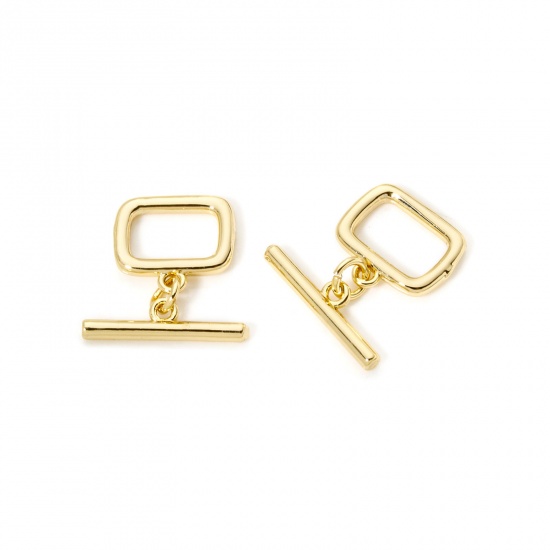 Bild von 2 Sets Brass Toggle Clasps Rectangle 18K Gold Plated 17mm x 14mm