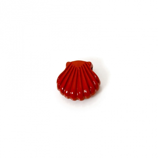 10 PCs Zinc Based Alloy Ocean Jewelry Spacer Charms Red Shell Enamel About 12mm x 11mm, Hole: Approx 2.8mm の画像