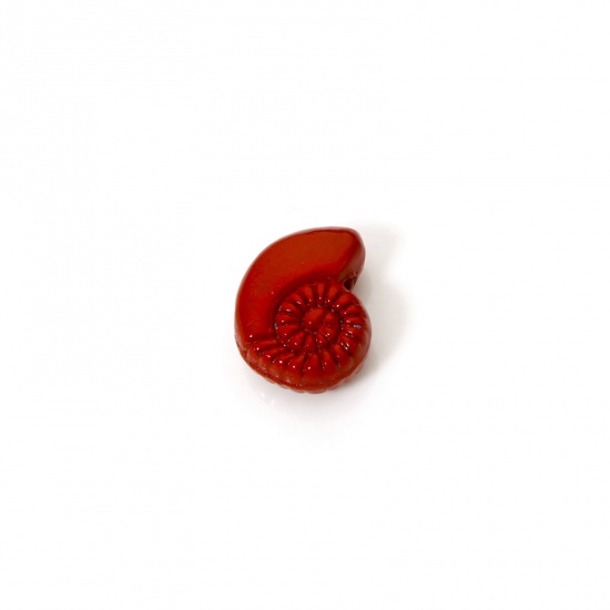 10 PCs Zinc Based Alloy Ocean Jewelry Spacer Charms Red Conch/ Sea Snail Enamel About 11mm x 8mm, Hole: Approx 1.5mm の画像