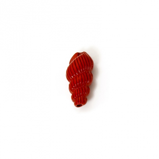 10 PCs Zinc Based Alloy Ocean Jewelry Spacer Charms Red Conch/ Sea Snail Enamel About 15mm x 7mm, Hole: Approx 1mm の画像