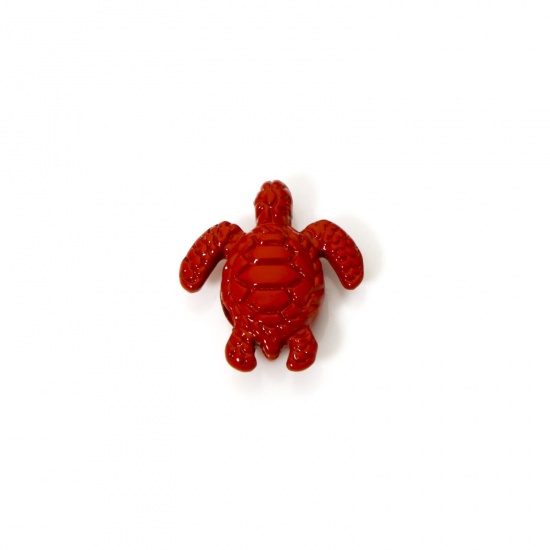 10 PCs Zinc Based Alloy Ocean Jewelry Spacer Charms Red Tortoise Animal Enamel About 18mm x 16mm, Hole: Approx 1.5mm の画像