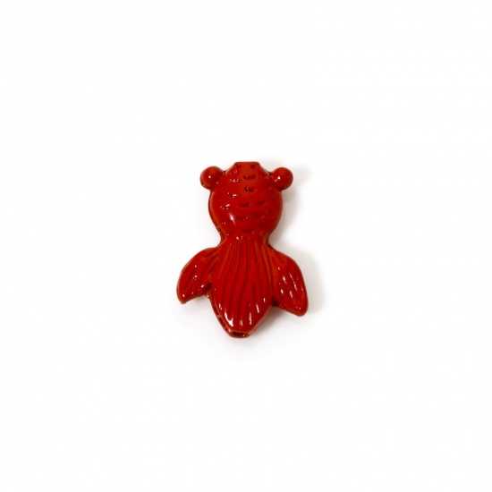 10 PCs Zinc Based Alloy Ocean Jewelry Spacer Charms Red Goldfish Enamel About 14mm x 11mm, Hole: Approx 1mm の画像