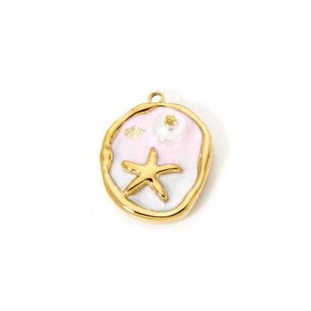 Picture of Eco-friendly PVD Vacuum Plating 304 Stainless Steel Oil Painting Style Charms 18K Real Gold Plated Multicolor Butterfly Animal Flower Enamel