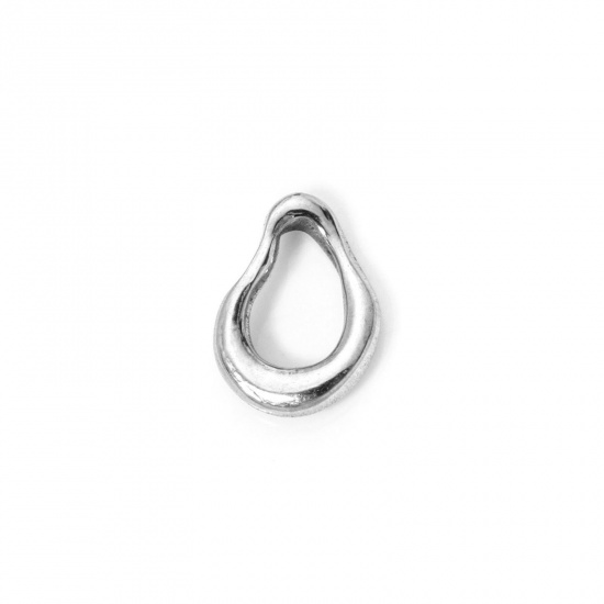Immagine di 2 Pz Placcatura Sottovuoto PVD Ecologica 304 Acciaio Inossidabile Ciondoli Goccia Tono Argento 15.5mm x 11mm