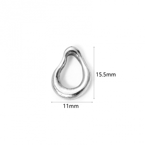 Immagine di 2 Pz Placcatura Sottovuoto PVD Ecologica 304 Acciaio Inossidabile Ciondoli Goccia Tono Argento 15.5mm x 11mm