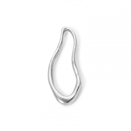 Picture of 2 PCs Eco-friendly PVD Vacuum Plating 304 Stainless Steel Pendants Silver Tone Drop 3.1cm x 1.3cm