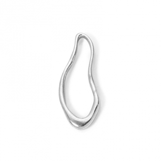 Immagine di 2 Pz Placcatura Sottovuoto PVD Ecologica 304 Acciaio Inossidabile Ciondoli Pendenti Goccia Tono Argento 3.1cm x 1.3cm