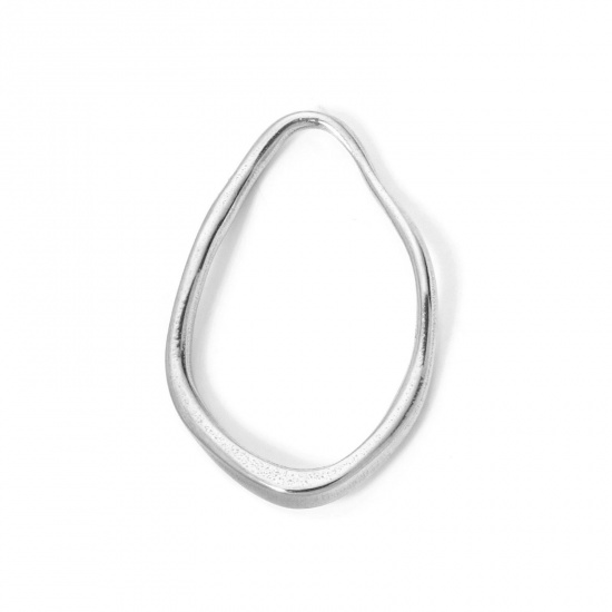 Immagine di 2 Pz Placcatura Sottovuoto PVD Ecologica 304 Acciaio Inossidabile Ciondoli Pendenti Goccia Tono Argento 4.6cm x 2.9cm
