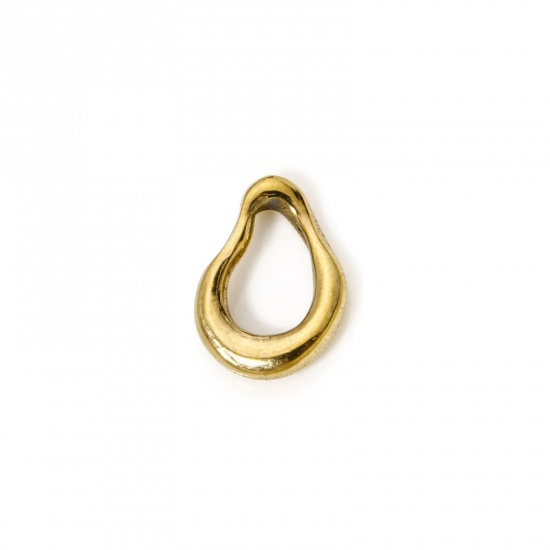 Immagine di 2 Pz Placcatura Sottovuoto PVD Ecologica 304 Acciaio Inossidabile Ciondoli Goccia 18K Vero Oro Placcato 15.5mm x 11mm