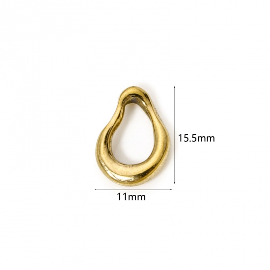 Immagine di 2 Pz Placcatura Sottovuoto PVD Ecologica 304 Acciaio Inossidabile Ciondoli Goccia 18K Vero Oro Placcato 15.5mm x 11mm