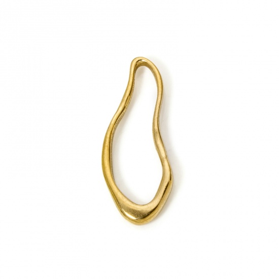 Immagine di 2 Pz Placcatura Sottovuoto PVD Ecologica 304 Acciaio Inossidabile Ciondoli Pendenti Goccia 18K Vero Oro Placcato 3.1cm x 1.3cm