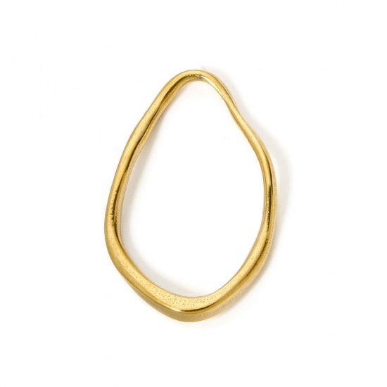 Immagine di 2 Pz Placcatura Sottovuoto PVD Ecologica 304 Acciaio Inossidabile Ciondoli Pendenti Goccia 18K Vero Oro Placcato 4.6cm x 2.9cm