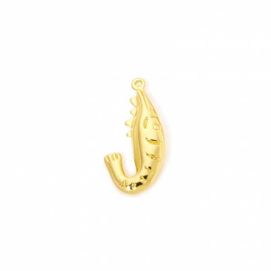 2 PCs Eco-friendly Brass Ocean Jewelry Charms 18K Real Gold Plated Lobster 3D 27mm x 13mm の画像