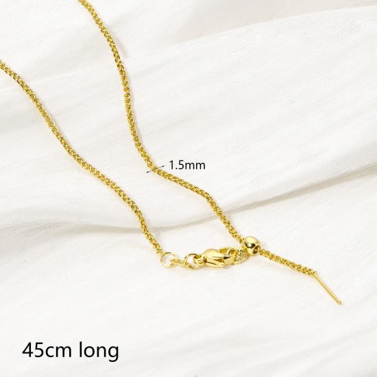 Picture of 2 PCs Eco-friendly Brass Foxtail Chain Adjustable Slider/ Slide Bolo Necklace 18K Real Gold Plated With Adjustable Silicone Core 45cm(17.7") long, Chain Size: 1.5mm