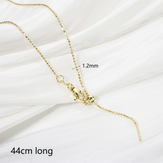 Picture of 2 PCs Eco-friendly Brass Ball Chain Adjustable Slider/ Slide Bolo Necklace 18K Real Gold Plated With Adjustable Silicone Core 45cm(17.7") long, Chain Size: 1.2mm