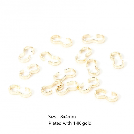 Picture of 50 PCs Eco-friendly Brass Connectors Clasp 3 shape 14K Real Gold Plated 8mm x 4mm