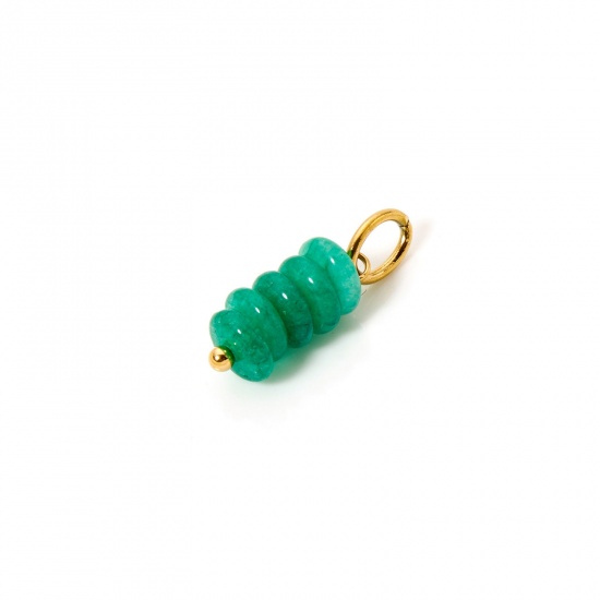 Image de 2 Pcs Breloques en Jaspe Imitation Revêtement sous Vide PVD Respectueux de l'Environnement Abaque Plaqué Or Véritable 18K Vert 21mm x 6mm
