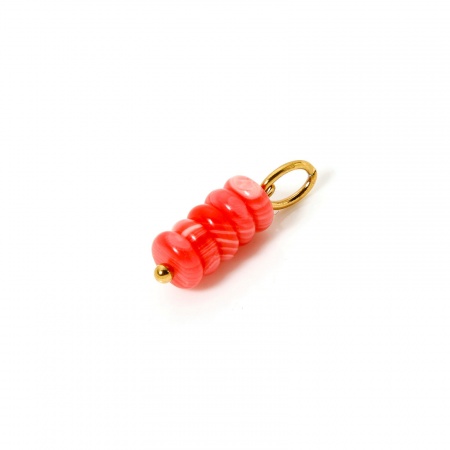 Picture of 2 PCs Eco-friendly PVD Vacuum Plating Waterproof Anti-Tarnish Hypoallergenic 304 Stainless Steel Agate Charms 18K Real Gold Plated Red Abacus 21mm x 6mm