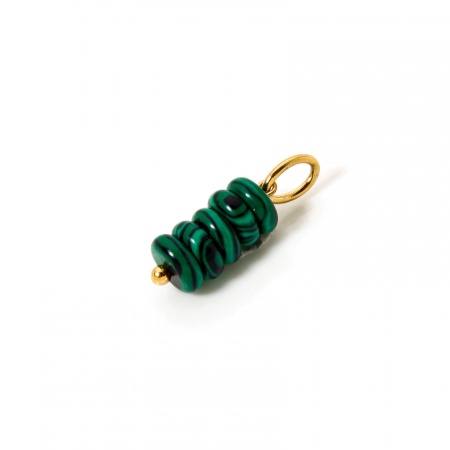 Picture of 2 PCs Eco-friendly PVD Vacuum Plating Waterproof Anti-Tarnish Hypoallergenic 304 Stainless Steel Malachite Charms 18K Real Gold Plated Green Abacus 21mm x 6mm