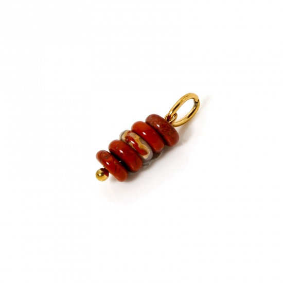 Image de 2 Pcs Breloques en 304 Acier Inoxydable & Gemme Revêtement sous Vide PVD Respectueux de l'Environnement Abaque Plaqué Or Véritable 18K Brique 21mm x 6mm