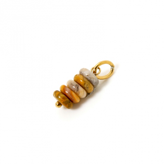 Image de 2 Pcs Breloques en Agate Revêtement sous Vide PVD Respectueux de l'Environnement Abaque Plaqué Or Véritable 18K Blond 21mm x 6mm