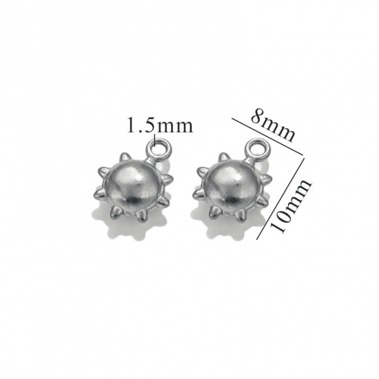 Picture of 5 PCs 304 Stainless Steel Mini Charms Silver Tone 3D 10mm x 8mm