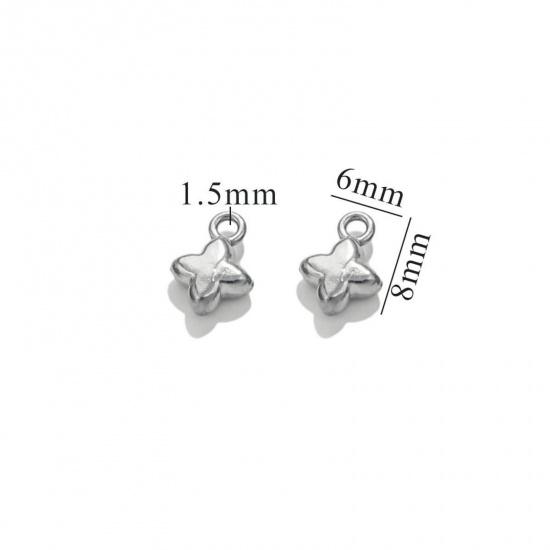 Picture of 5 PCs 304 Stainless Steel Mini Charms Silver Tone Cross 3D 8mm x 6mm