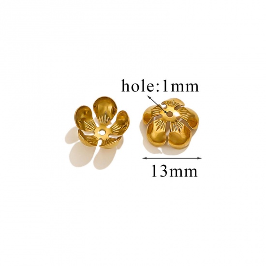 Изображение 10 PCs Vacuum Plating 304 Stainless Steel Cabochon Frame Settings Flower 18K Gold Plated 13mm x 13mm