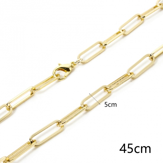 Imagen de 1 Piece Eco-friendly Brass Paperclip Chain Necklace 18K Real Gold Plated 47cm(18.5") long