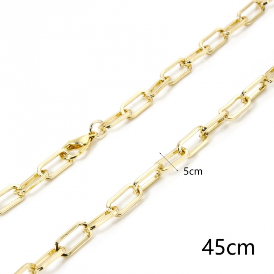 Imagen de 1 Piece Eco-friendly Brass Paperclip Chain Necklace 18K Real Gold Plated 46.5cm(18 2/8") long