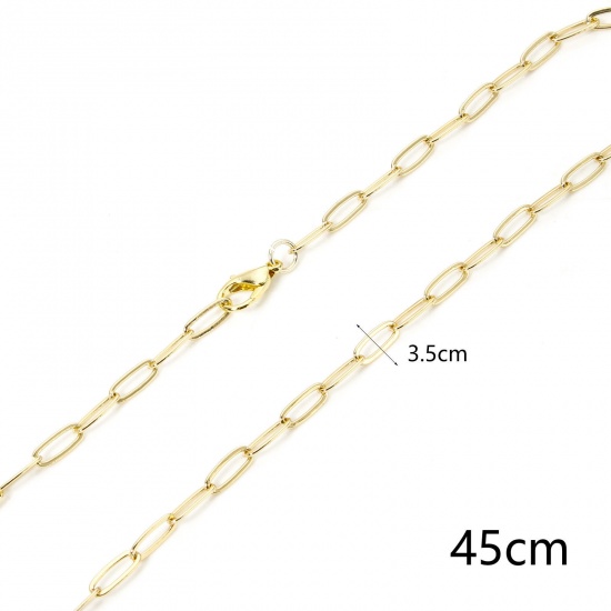 Imagen de 1 Piece Eco-friendly Brass Paperclip Chain Necklace 18K Real Gold Plated 46.5cm(18 2/8") long