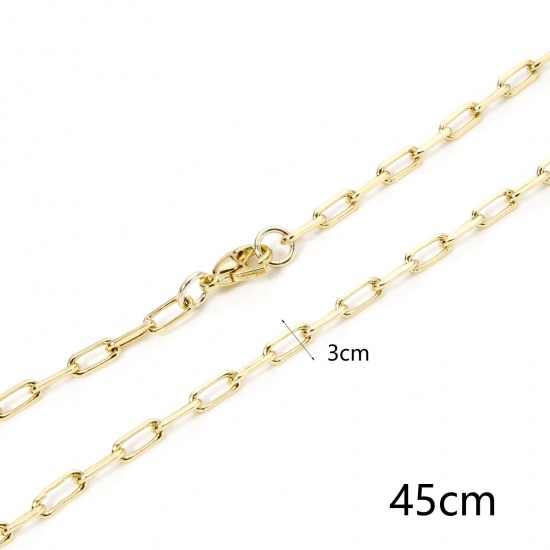 Imagen de 1 Piece Eco-friendly Brass Paperclip Chain Necklace 18K Real Gold Plated 46.5cm(18 2/8") long