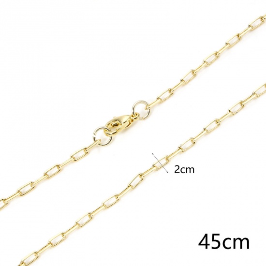 Imagen de 1 Piece Eco-friendly Brass Paperclip Chain Necklace 18K Real Gold Plated 46.5cm(18 2/8") long