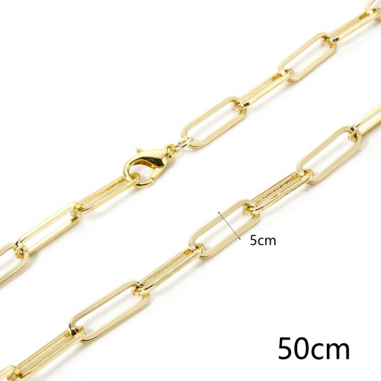 Imagen de 1 Piece Eco-friendly Brass Paperclip Chain Necklace 18K Real Gold Plated 52cm(20.5") long