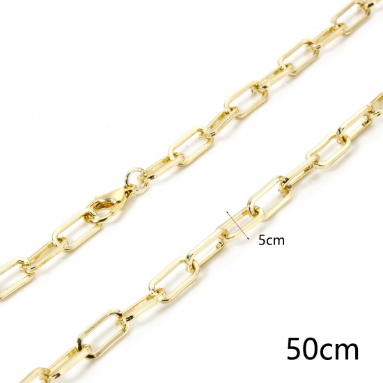 Imagen de 1 Piece Eco-friendly Brass Paperclip Chain Necklace 18K Real Gold Plated 51.5cm(20 2/8") long