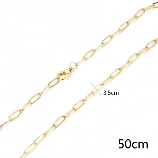 Imagen de 1 Piece Eco-friendly Brass Paperclip Chain Necklace 18K Real Gold Plated 51.5cm(20 2/8") long