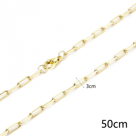 Imagen de 1 Piece Eco-friendly Brass Paperclip Chain Necklace 18K Real Gold Plated 51.5cm(20 2/8") long