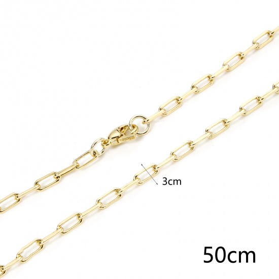 Imagen de 1 Piece Eco-friendly Brass Paperclip Chain Necklace 18K Real Gold Plated 51.5cm(20 2/8") long