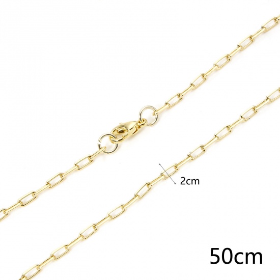 Imagen de 1 Piece Eco-friendly Brass Paperclip Chain Necklace 18K Real Gold Plated 51.5cm(20 2/8") long